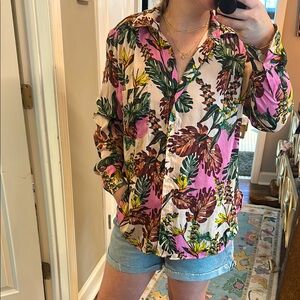 Free People Floral Tropical Blouse